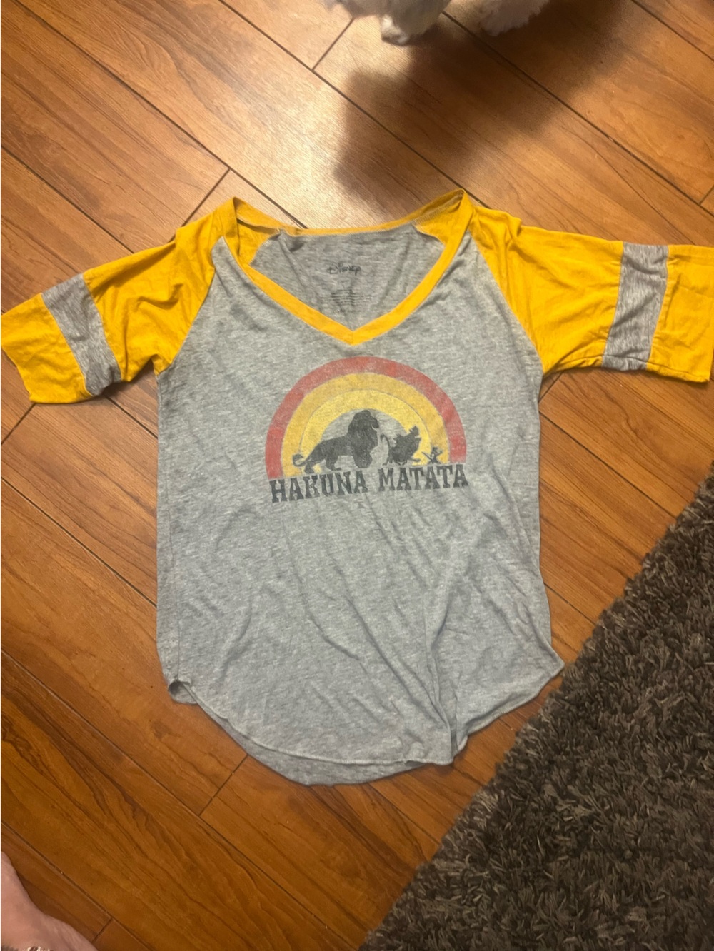 Hakuna Matata ladies Grey & Yellow Raglan Tee